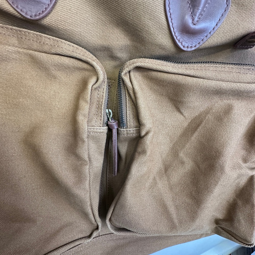 J.Crew Canvas Leather Weekender Duffel Brown Khaki Travel Bag OS - Picture 13 of 16